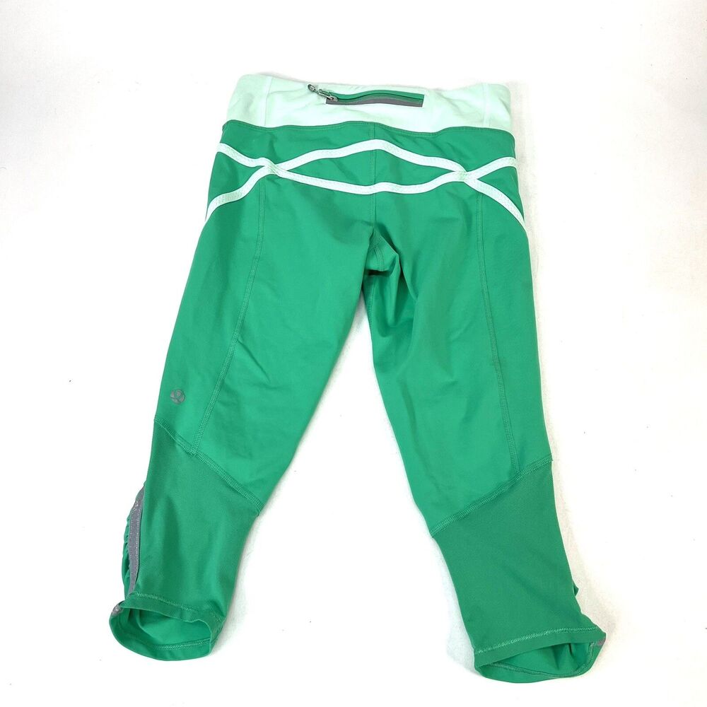 Lululemon 4 Very Green/Fresh Teal Run Pace Crop Yoga Pants Women’s Size 4 W6941S